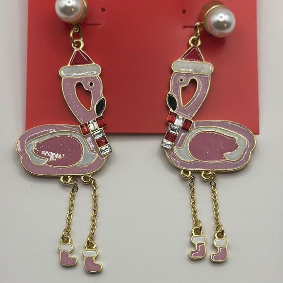 Celebrate Together Pink Flamingo Earrings - Picture 3 of 4